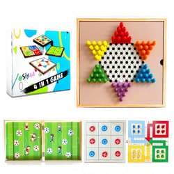 Siyaa Chinese Checkers Board Game Set -4-in-1 Fast Sling Puck Games for Adults, Wooden Tic Tac Toe Game for Kids, Parchis Game Original Ludo, Tabletop Outdoor Games, Camping Games for Families