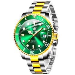 OLEVS Automatic Watch for Men, Big Face Business Casual Men's Self Winding Watch with Date, Classic Rotatable Bezel Luminous Waterproof Dress Watch for Men, Stainless Steel Band