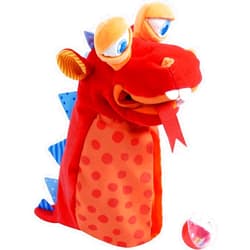 HABA Glove Puppet Eat it Up Dragon - Hand Puppet with Belly Bag to Eat Small Objects
