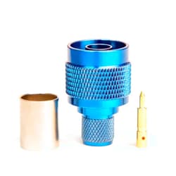 BigCatCables N Type Male Crimp Connector Blue for LMR400, Belden 9913 Blue Male