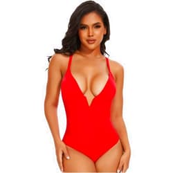 SHAPERIN Women Swimsuit One Piece Bathing Suits Tummy Control Sexy Deep V Neck Padded Push Up Swimwear Monokini