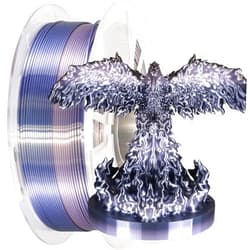 MIKA3D Silk White Color Change to Silk Black PLA 3D Printing Filament, 1.75mm 3D PLA Filament, 2 Color Change Multi Colored Silk PLA, Widely Support for 3D Printer, 1KG 2.2lbs Silk PLA White to Black