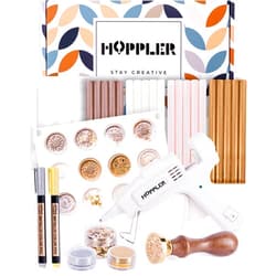 Hoppler Premium Wax Seal Kit with Sealing Wax Gun, Wax Seal Sticks, Wax Seal Stamp, 12 Cavity Silicone Wax Seal Mold, and Extra Additions to Make Seals Stand Out and Make Invitations in Bulk.