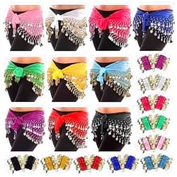 Aulufft Cooyeah Belly Dance Skirt and Belly Dance Wrist Ankle Cuffs Bracelets