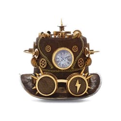 Attitude Studio Time Traveler Gold Steampunk Top Hat with Goggles, Gears, Spikes