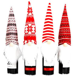 AIVEI 4 Pack Christmas Gnome Wine Bottle Covers, Handmade Tomte Swedish Gnomes Wine Bottle Toppers Decorative Santa Scandinavian for Christmas Decorations Home Table Decor (Multiple Color)