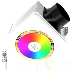 GROWNEER Bathroom Fan with Bluetooth Speaker, 110/160 CFM 1.0 Sone Bathroom Exhaust Fan with Heater, Exhaust Fan with Light & Remote, 9 RGB Modes, 1500lm 3 Color Temperature & Nightlight, EZ Install