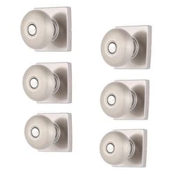 BRINKS – 6-Pack Satin Nickel Contemporary Privacy Locking Square Door Knob – Interior Modern Bed/Bath Lockset Plate Doorknob