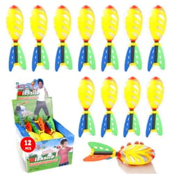 Liberty Imports 12 Pack Flying Foam Foam Missile Footballs with Tails, Sports Aero Pocket Flyers Toys for Kids Outdoor Backyard Activities, Games, Party Favors (9 Inches)