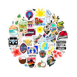BulbaCraft 100Pcs Guam Stickers and Saipan Stickers for Water Bottle and Laptop - Saipan Party Favors & Decorations, Waterproof Vinyl Decals, Gifts for Women & Men