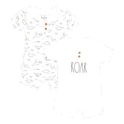 Hidd_ntr_asur_s 3-6 months 2 piece romper set one with dinosaur print and one reads ROAR