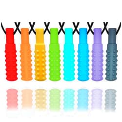 Hoaisun Sensory Chew Necklaces for Boys and Girls, 8 Pack Chew Necklace for Sensory Kids with Autism, ADHD, SPD, Biting, Silicone Chew Necklace Sensory Oral Chew Toys for Adults Reduce Chewing Anxiety Fidget