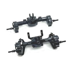 BMLZHO for FMS FCX24 Metal Portal Axle Complete Front and Rear Axle 1/24 RC Car Upgrade Parts Accessories(Front Rear Black)