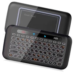 ILEBYGO 2.4Ghz H20 Mini Wireless Keyboard and Touchpad Mouse Combo,7 Colors Adjustable, Rechargeable Auto-rotation of Touch Panel handheld Remote Control for Android TV Box, Projector, IPTV, HTPC, PC