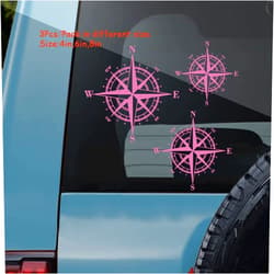 ViStream 3Pcs/Pack Multi-Size Art Design Vinyl NSWE Compass Car Stickers Decals Art Van Laptop Wall JDM Bumper Decal (Pink)
