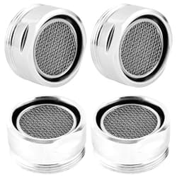 iFealClear 4 PCS Faucet Aerator, Kitchen Sink Aerator Faucet Filter with Solid Brass Shell, 24 mm 15/16 inch Male Thread Stainless Steel Faucet Aerator with Gasket for Kitchen and Bathroom, Chrome