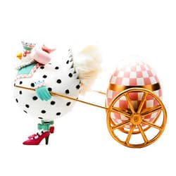 MACKENZIE-CHILDS Egg Cart Figurine, Spring Decor, Patience Brewster Speckled Chicken