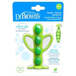 Dr. Brown's Peapod Teether + Training Toothbrush, Help Soothe Baby's Sore Gums, Soft 100% Silicone, BPA Free, 3m+