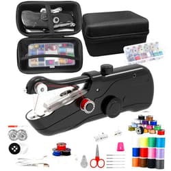 SnowVoice Handheld Sewing Machine, Portable Sewing Machine with Storage, Electric Switch, Two Speed Modes, Easy to Operate,Portable Mini Sewing Machine.Black with accessories
