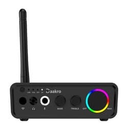 Daakro M19-BT Amplifier Stereo Receiver,100Wx2 HiFi Class D Amp,Mini 2 Channel Digital Home Audio Component,Headphone Amp w/RCA/Optical/Coaxial/Mic Input for Passive Speaker with DC 24V Power Adapter