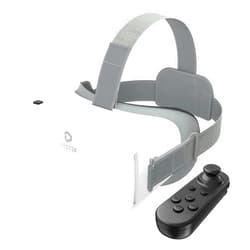 DESTEK V5 VR Headset for Phone with Controller, Anti-Blue Eyes Protected HD Lenses, 110° FOV Virtual Reality Headsets VR Goggles for iPhone 15/14/13/12/11, Samsung, Android - White