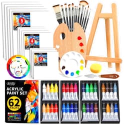 ARTALLY Acrylic Paint Set for Adults & Kids, 62 Pcs Canvas Painting Kits, 32 Colors Acrylic Paint (22ML),Table Easel,Brushes,Canvas, Art Painting Supplies Kit for Students,Artists,Beginners