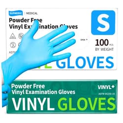 Supmedic Vinyl Disposable Exam Gloves, 4 Mil Powder-Free Latex-Free Food Grade Cooking Cleaning Medical Glove, Blue 100 Pcs
