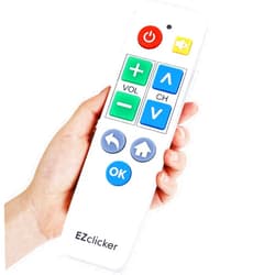 EZClicker Big Button Universal TV Remote Control for Seniors, Easy to Use Alzheimers Dementia Products for Elderly, Works with Samsung, LG, Sony, Vizio & More Needs Original Remote to Program (White)