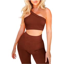 Niyokki Workout Sets for Women 2 Piece Seamless Sexy One Shoulder Sport Bra High Waist Shorts GMY Yoga Two Piece Outfits