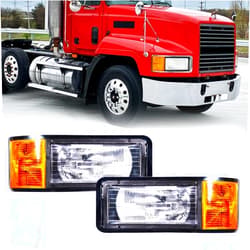 Hpdmauto headlights for Mack,Pair Set Headlamp with turn Signal Bulb fit for 1990-2007 Mack CH600 CH612 CH613 CL600 CL700 semi Trucks （DOT and SAE Approved）