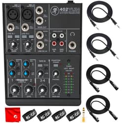 Mackie 402VLZ4 4-Channel Ultra-Compact Mixer Bundle with 2x Mophead 10-Foot TRS Cable, 2x 10-Foot XLR Cable, 1/4
