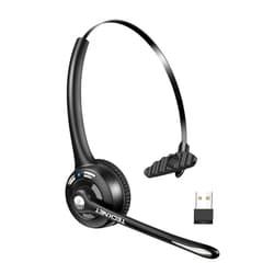 TECKNET Wireless Headset, Bluetooth Headphones with Noise Cancelling Microphone for Trucker, Hand Free Wireless Headset with Mute Mic for Cellphone/PC/Home/Office/Call Center (USB Dongle)