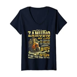 Team ZAMUDIO Family Name Womens ZAMUDIO Family Name, ZAMUDIO Last Name Team V-Neck T-Shirt