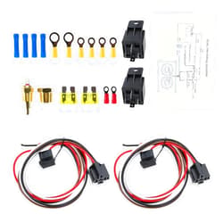 Geeyae 40A Dual Fan Relay Kit with Wires, Automobile Electric Cooling Fan Thermostat Kit 185 On 175 Off Temperature Switch,12V Electric Cooling Radiator Fan Relay Switch Wiring Kit
