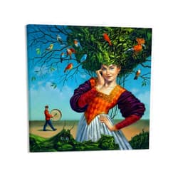 Generic Surrealist Poster Absurd Magic Oil Painting Art Poster Michael Cheval Works Canvas Painting Wall Art Poster for Bedroom Living Room Decor 16x16inch(40x40cm)