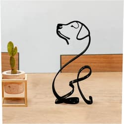 KOLYMAX Dog Minimalist Art Wall Sculpture, Abstract Metal Wire Geometric Line Drawing Art Statue (Dog)
