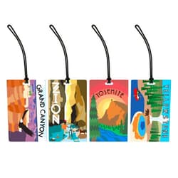 R. Nichols National Parks Luggage Tag Set - Sturdy Waterproof Plastic Travel Labels for Baggage, Suitcases, Backpacks, and Diaper Bags, 4 Assorted 2.5 Inch x 4 Inch Tags with Black Loop Attachments