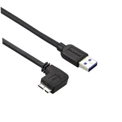 StarTech.com 0.5m 20in Slim Micro USB 3.0 Cable M/M - Left-Angle Micro-USB - USB 3.0 A to Micro B - Angled Micro USB - USB 3.1 Gen 1 5Gbps (USB3AU50CMLS), Black, 20in / 50cm