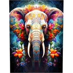 CHOSIGHT 5D Diamond Art Painting Elephant Kit - DIY Paint with Diamond Art Flower Round Full Drill Craft, Home Decor Embroidery Set with Canvas, Tools, Sparkling Diamonds - 12x16 inch