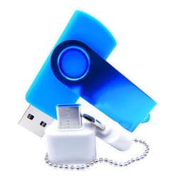 Kingdowin 256MB Mini Capacity USB Flash Drives Thumb Drive Memory Sticks Pendrive with OTG & Type-C/USB C Adaptor (Blue)