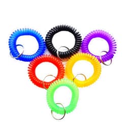 HAMIYELL Pack of 6 Colorful Spring Spiral Wrist Coil Key Chain, Wristband Key Ring