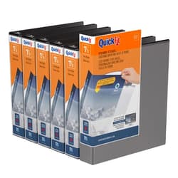 QuickFit View Binder, 3-Ring Binder, Angle D Ring, 1.5 Inch, Black, Pack of 6