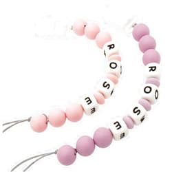 Panny & Mody Personalized Pacifier Clip with Name, Customizable Pacifier Clip (2 Pack) (Light Pink + Lavender)