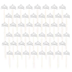 Salbsever 48PCS Princess Cupcake Toppers Silver Princess Crown Cupcake Toppers Glitter Toppers Picks Decorations for Birthday Wedding Shower Party Cake Decorations