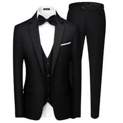 MAGE MALE Men's 3 Pieces Suit Elegant Solid One Button Slim Fit Single Breasted Party Blazer Vest Pants Set