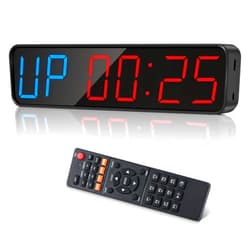 Jhering Gym Timer, Portable, Interval Timer with Rechargeable Battery and Built-in Magnet, Large LED Digital Anti Vertigo Display, Upgraded Workout Clock for Home Gym Garage Fitness