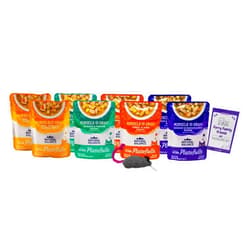MerlinsMart Natural Balances Platefulls Cat Food 4 Flavor 8 Pouch Variety, (2) Each: Chicken Liver, Turkey Duck, Chicken Pumpkin, Duck Chicken Pumpkin (3 Ounces) Plus Catnip Toy and Fun Facts Booklet Bundle