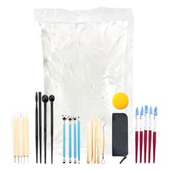 ReArt Paper Clay Creative Paper 17.6 Ounce, Air Dry Hardening Modeling PaperClay, White (1.1 LB & Tool)