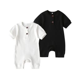 Joy Duck Baby Boy Girl 2 Pack Solid Romper Short/Long Sleeve One Piece Jumpsuits Clothes Sets