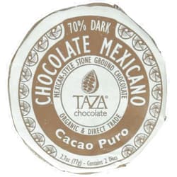 Taza Chocolate Organic Mexicano Disc 70% Dark Chocolate, Cacao Puro, 2.7 Ounce (1 Count), Vegan